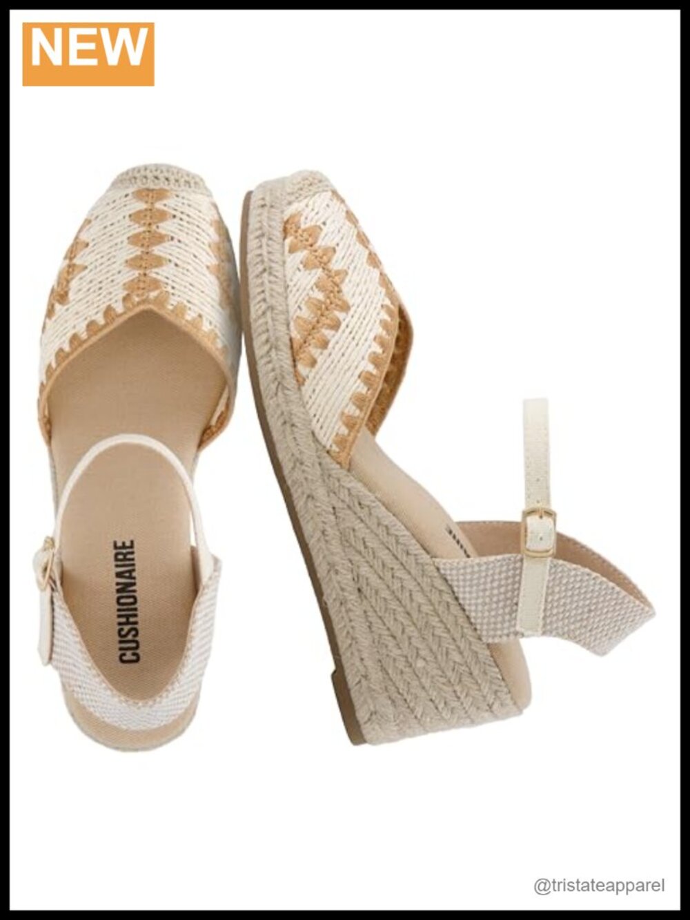 CUSHIONAIRE Samba Raffia Espadrille Wedges Closed Toe Ankle Strap Women's